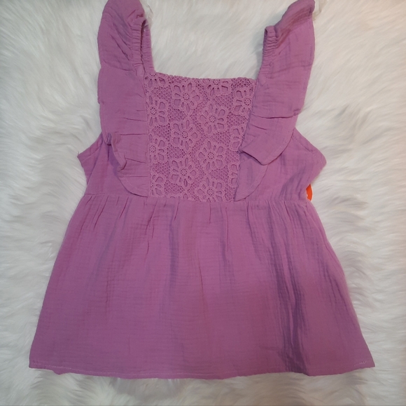 Girls 2pc Matching Set - eyelet ruffle top & ruffle layered skirt Size: L 10-12 - Picture 3 of 11